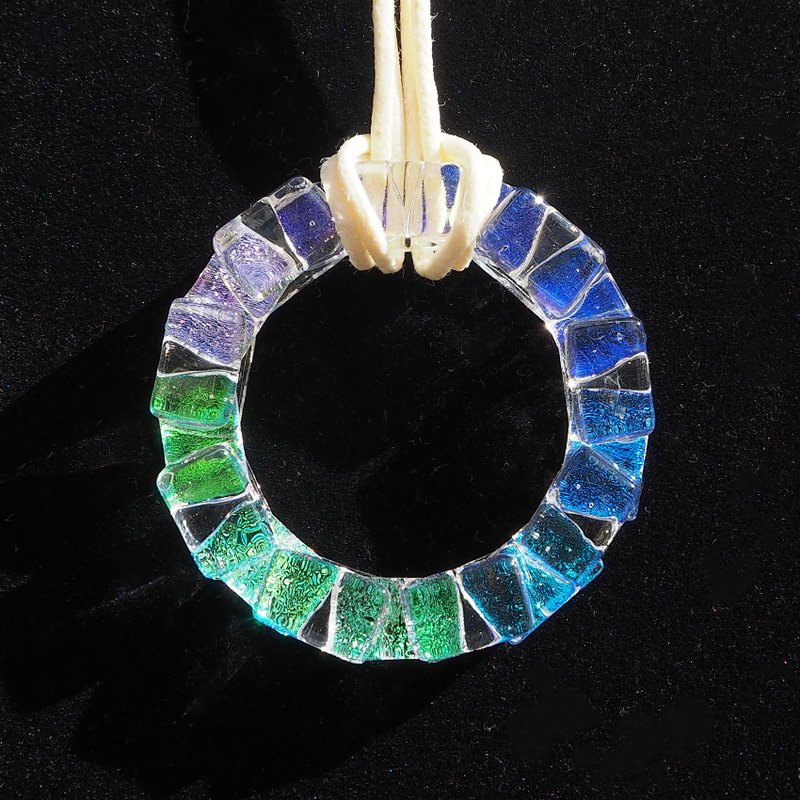 [Premium] Glowing glass ring (Aurora ring [cold color]) necklace [Made-to-order] - 项链 - 玻璃 