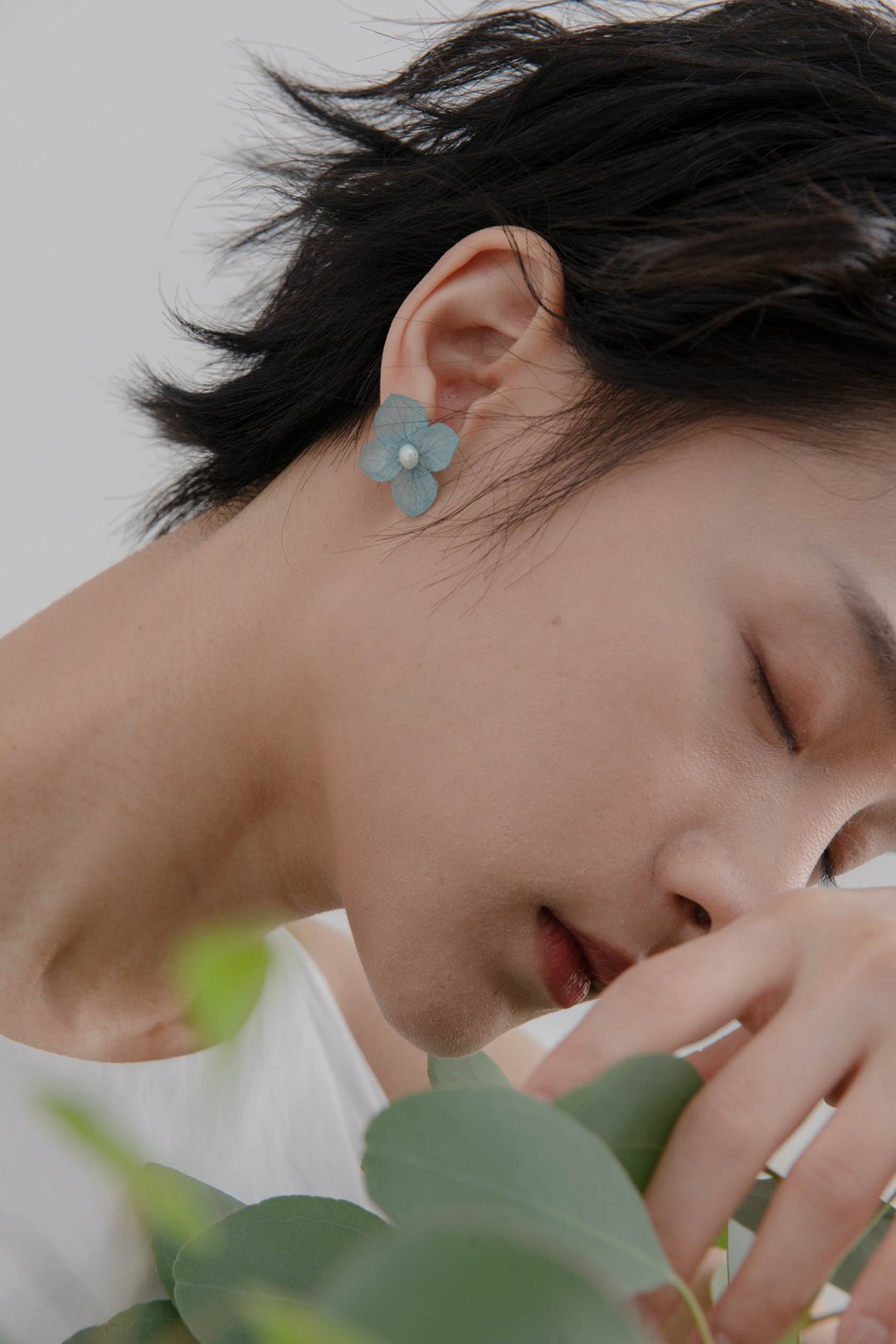 真花耳环-Wishes Earrings - 耳环/耳夹 - 植物．花 蓝色