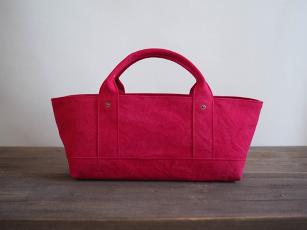 Made-to-order [ARMY DUCK] Tote bag with lid Yokonaga Red - 手提包/手提袋 - 棉．麻 