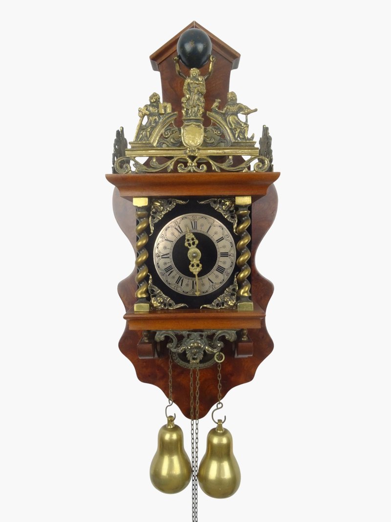 萨恩地区荷兰挂钟 古董老爷风 8 日链 (Warmink WUBA Junghans 时期) - 时钟/闹钟 - 木头 咖啡色