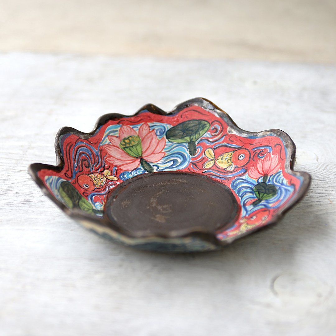 Goldfish picture bowl - 盘子/餐盘/盘架 - 陶 咖啡色