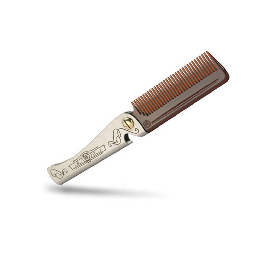 The Man Comb Tough&Compact Flip Comb雷射雕花口袋扁梳/咖啡 - 彩妆刷具/镜子/梳子 - 其他材质 咖啡色