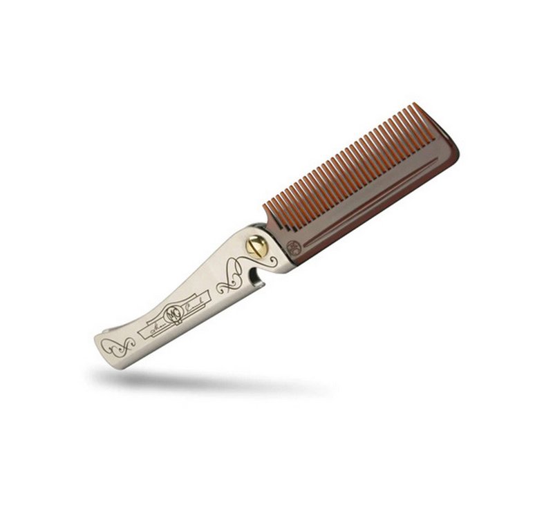 The Man Comb Tough&Compact Flip Comb雷射雕花口袋扁梳/咖啡 - 彩妆刷具/镜子/梳子 - 其他材质 咖啡色