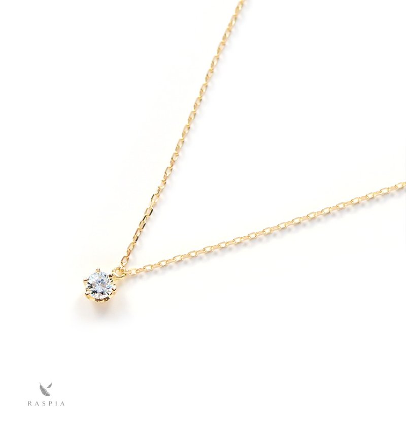 K18 简约单钻项链 (2.5mm圆形明亮式切割) ~Diamond collection~ - 项链 - 宝石 金色