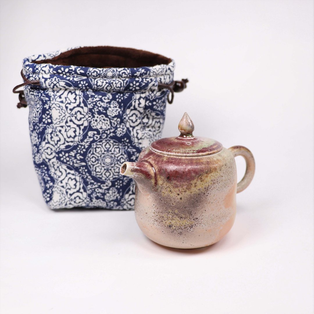 明芽窑 l  柴烧铜红落灰白瓷后把壶 - 茶具/茶杯 - 瓷 多色