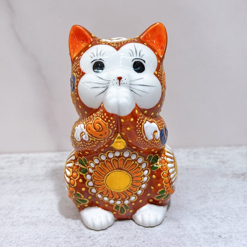 【赤盛祈福】日本九谷烧招财猫 | 祈祷赤盛 - 摆饰 - 瓷 红色