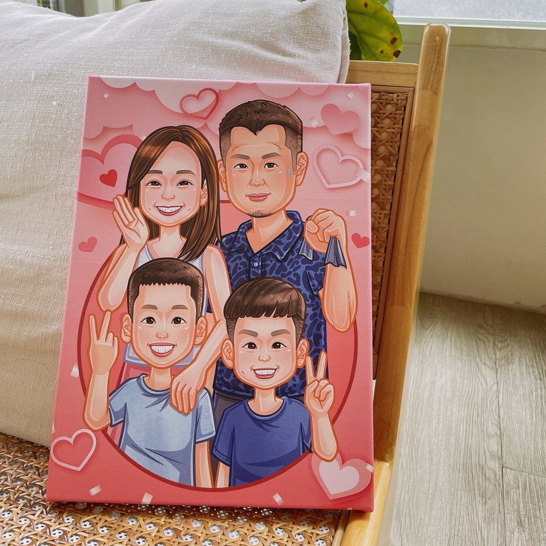 【小家庭似颜绘、留住珍贵家人时光】全家福/纪念 (收费以人数计) - 电子手绘真人画像/绘画/插画 - 其他材质 