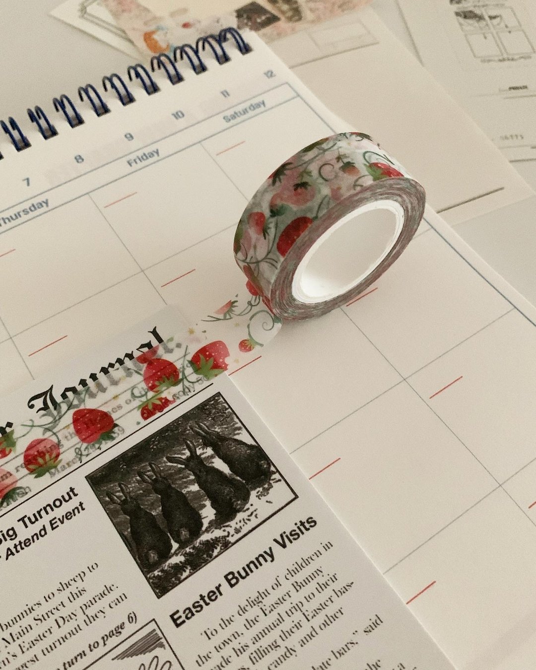 Strawberry Sherbet White Washi Tape - 纸胶带 - 其他材质 