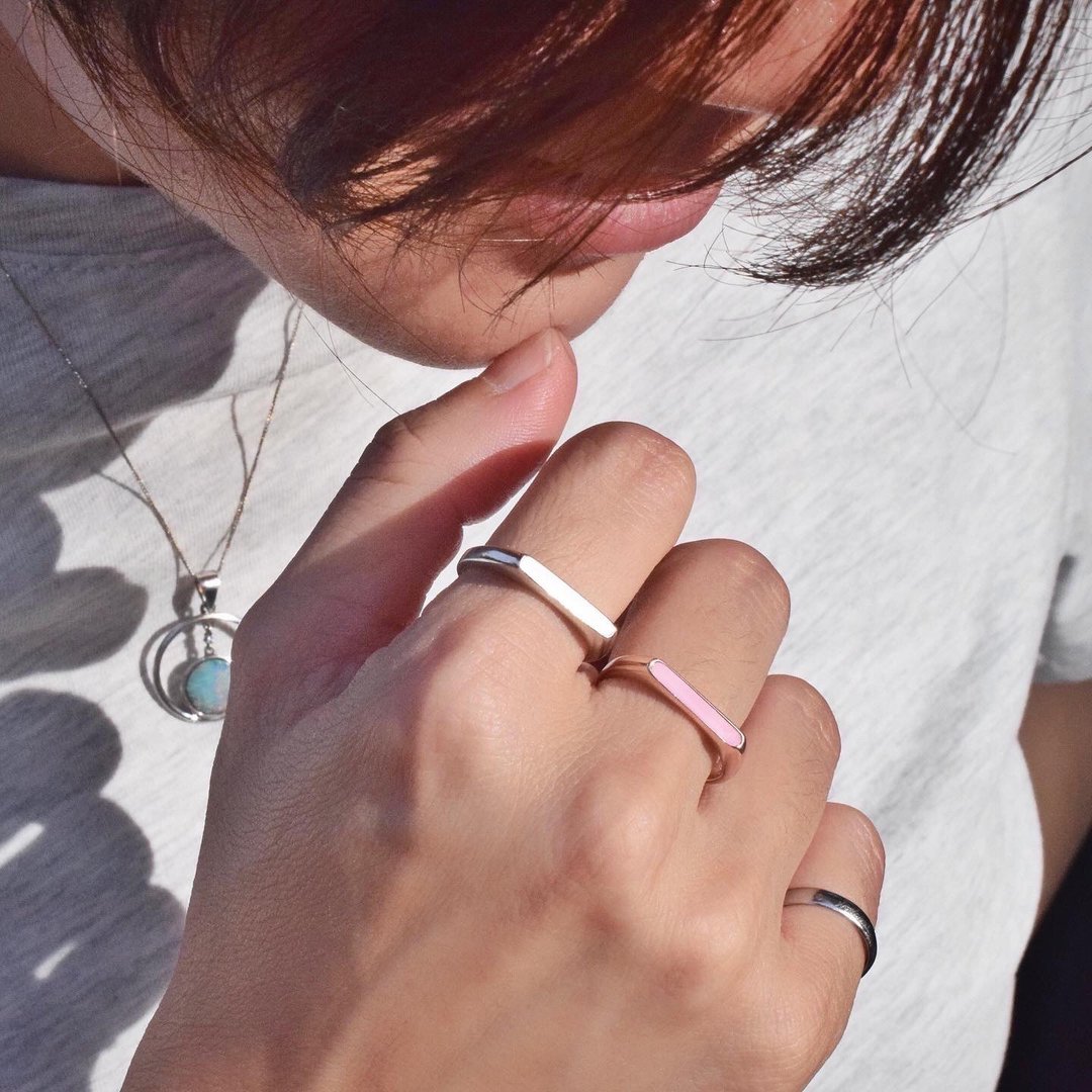 Silver ring enamel enamel ring #minimsignature #minimenamel - 戒指 - 纯银 