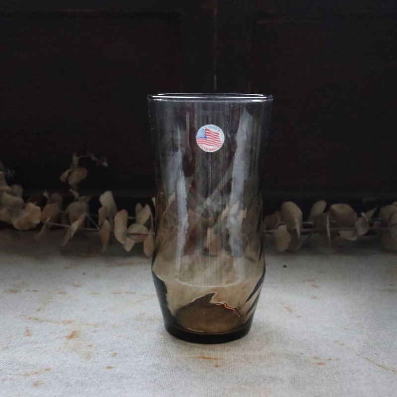 早期Libbey冷水杯-水波. 烟灰色 (餐具/老件/旧物/玻璃/几何) - 玻璃杯 - 玻璃 灰色