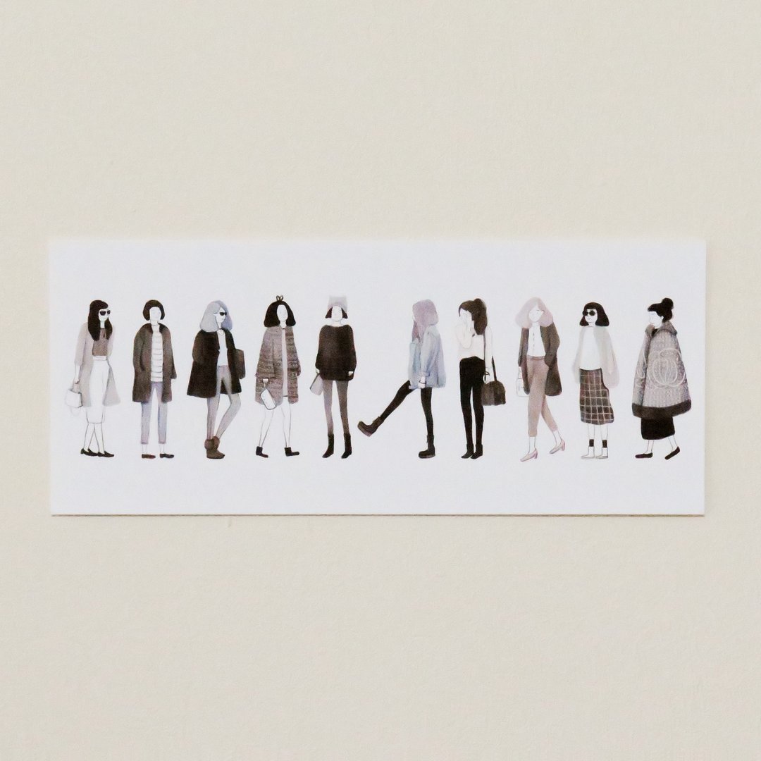 | 插画明信片 | Girls Day - 卡片/明信片 - 纸 黑色