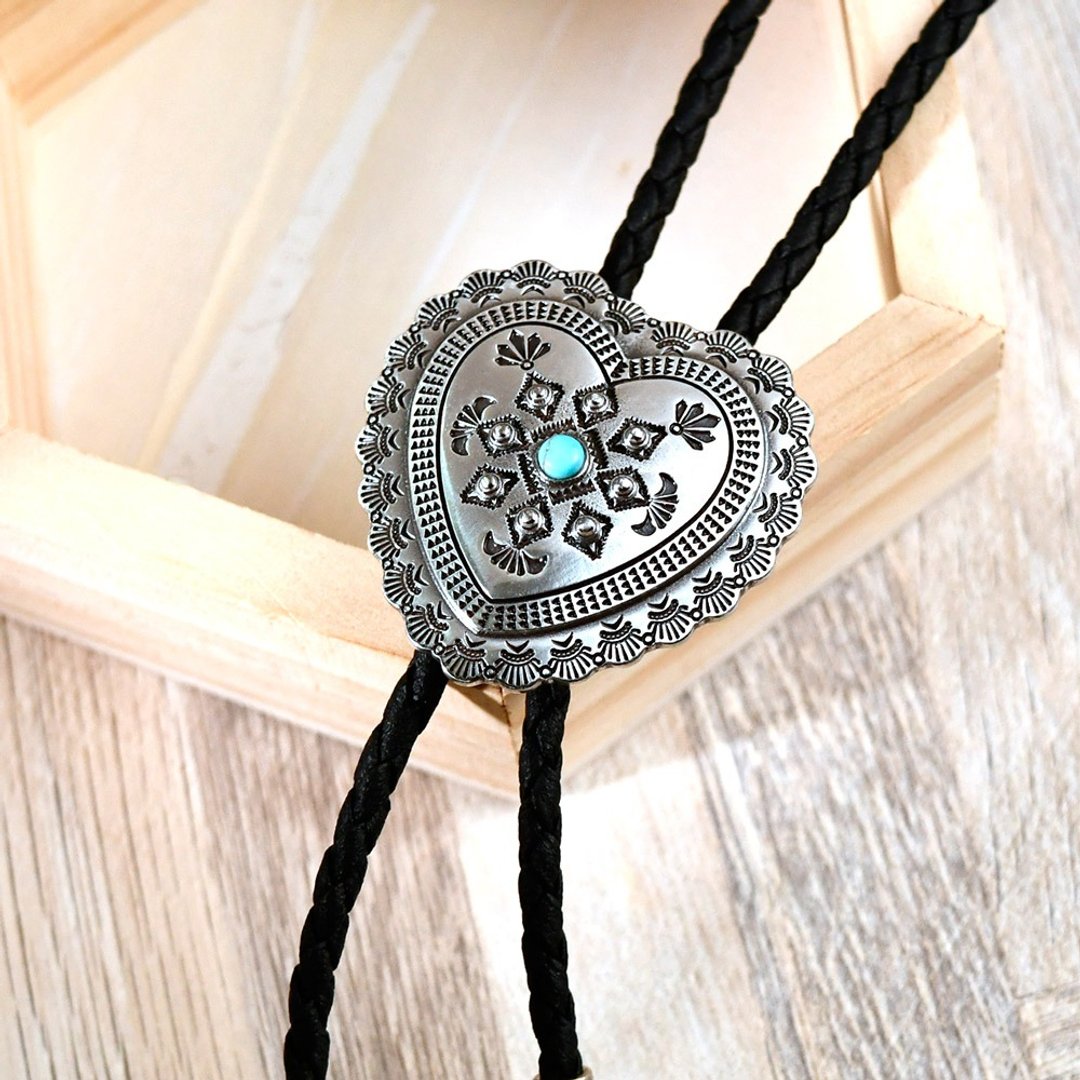 编织爱情 保罗领带 Bolo Tie 皮革项链 皮绳领带 长项链 - 领带/领带夹 - 人造皮革 银色