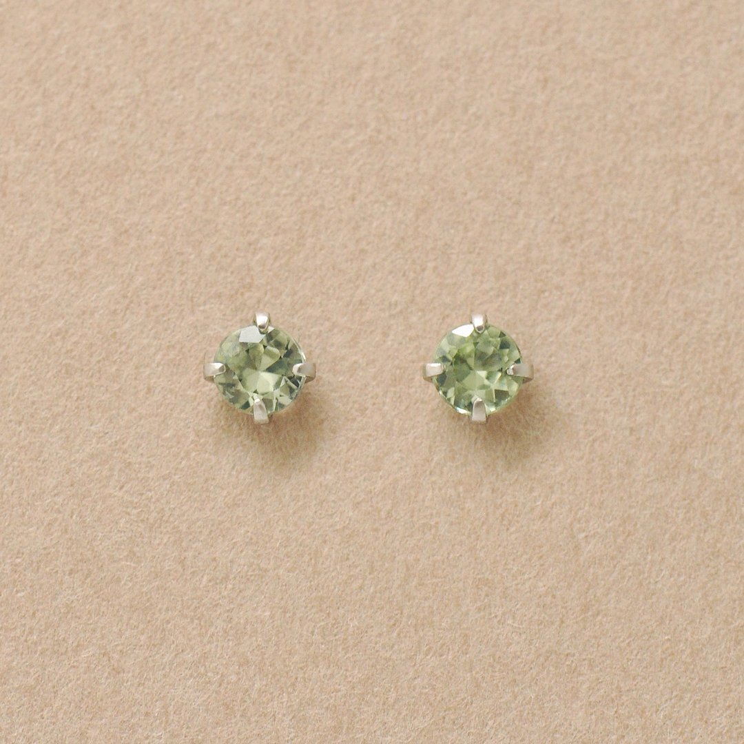 【Second Earrings】 铂金绿蓝宝石耳环 - 耳环/耳夹 - 贵金属 