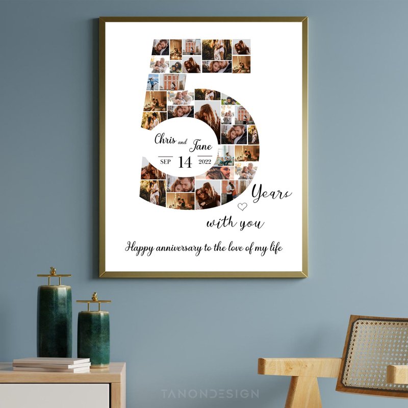 0-9 Number Photo collage Editable Canva Template, Anniversary Gift, Brthday Gift - 图文模板设计 - 其他材质 