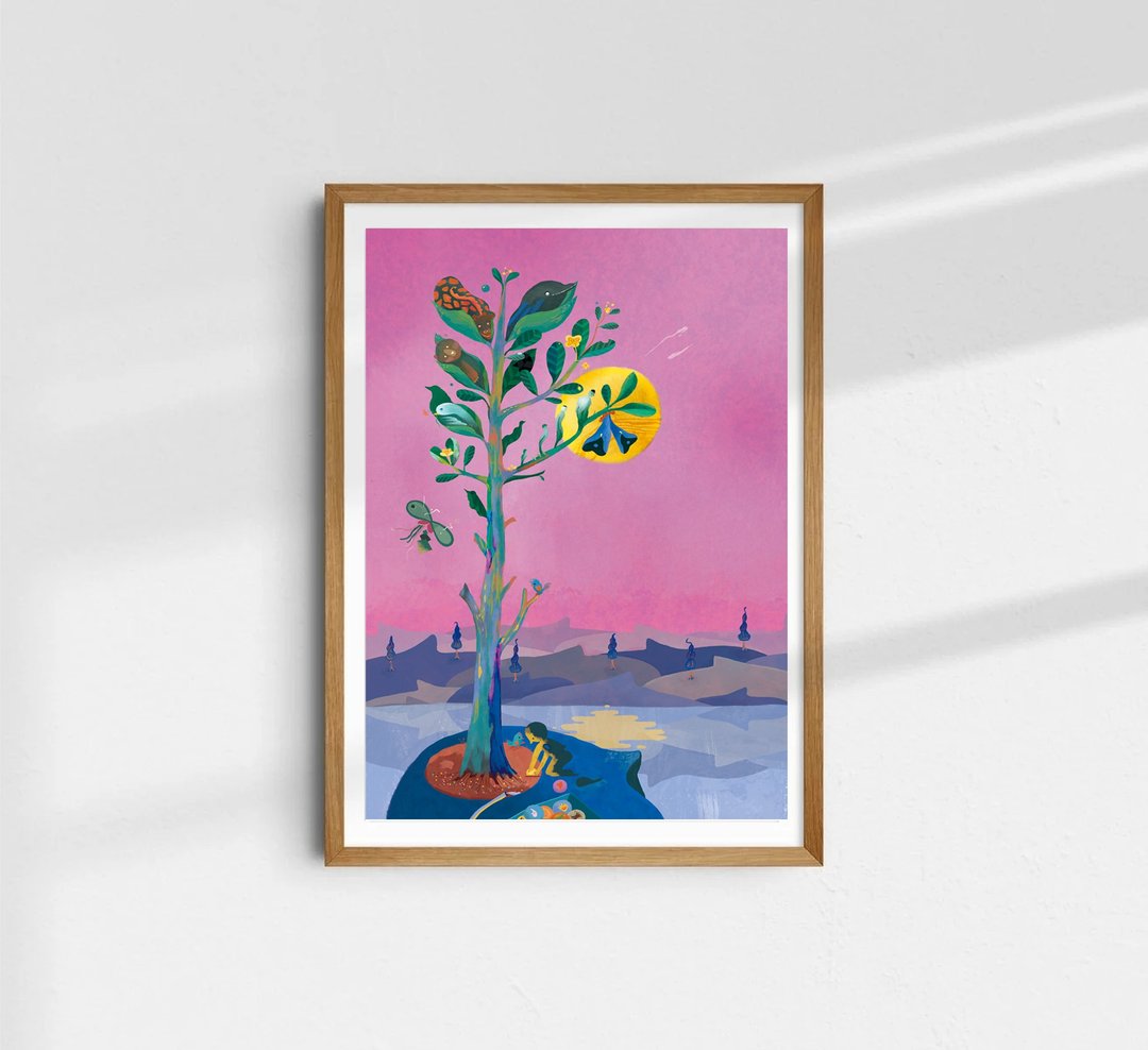 YiVon作品 意念之树 复制画 画作 绘本 居家布置 - 海报/装饰画/版画 - 纸 粉红色