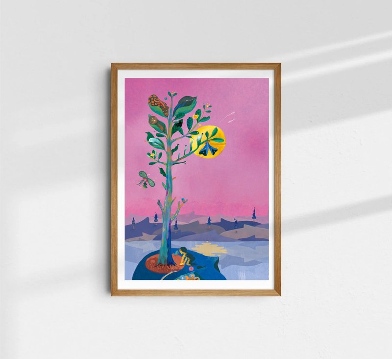 YiVon作品 意念之树 复制画 画作 绘本 居家布置 - 海报/装饰画/版画 - 纸 粉红色