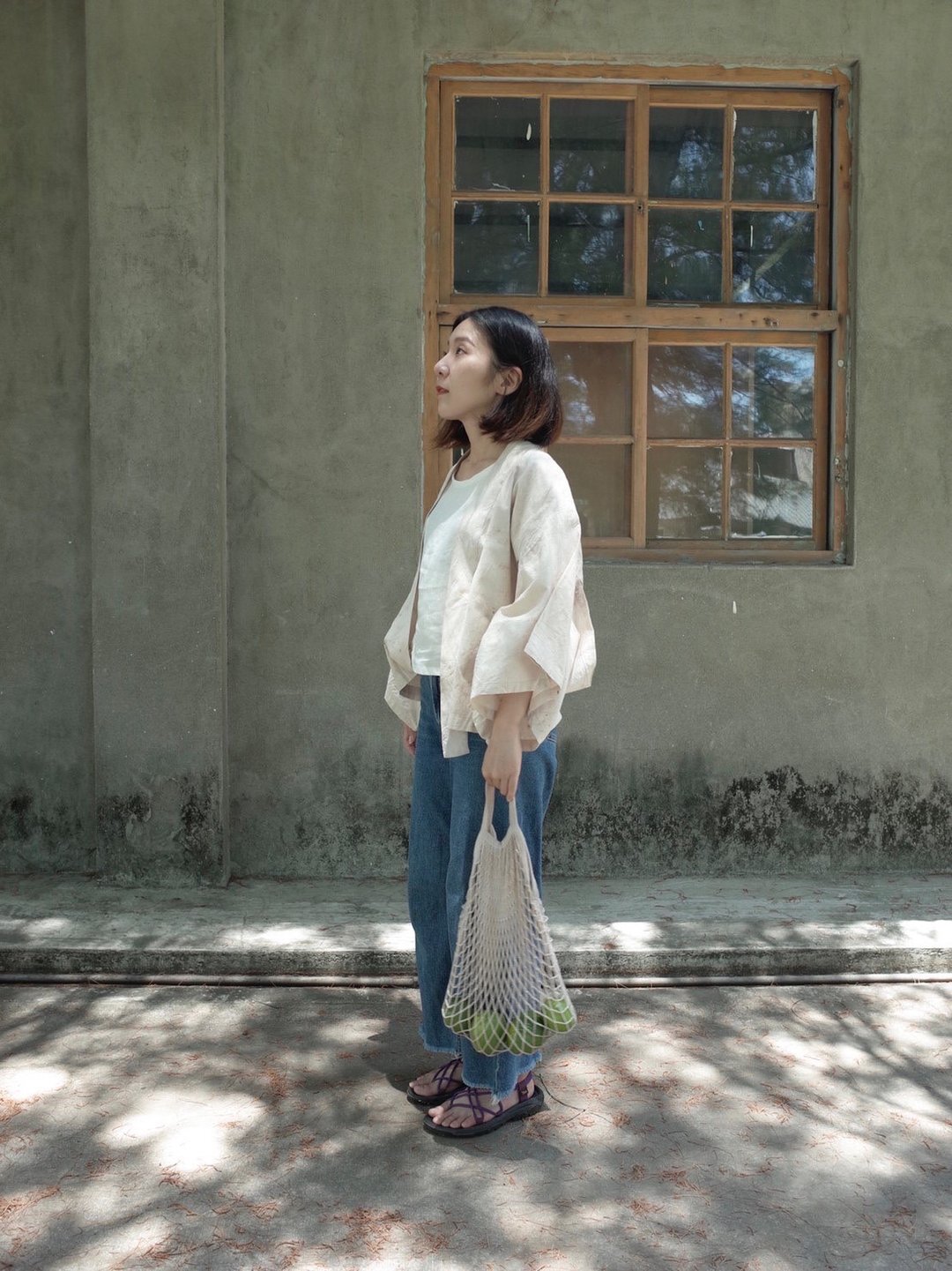 【ZhiZhiRen】手工植物染和服罩衫-爆米花 | 杉沐系列 - 女装上衣 - 棉 白色