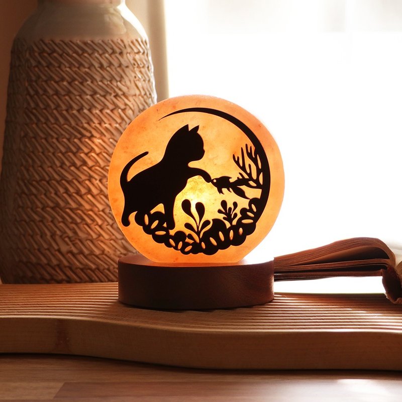 潜梦之旅 I 小剪影 I 玫瑰款 l 盐灯 l 猫系列 l 摆饰 夜灯 - 摆饰 - 玉石 