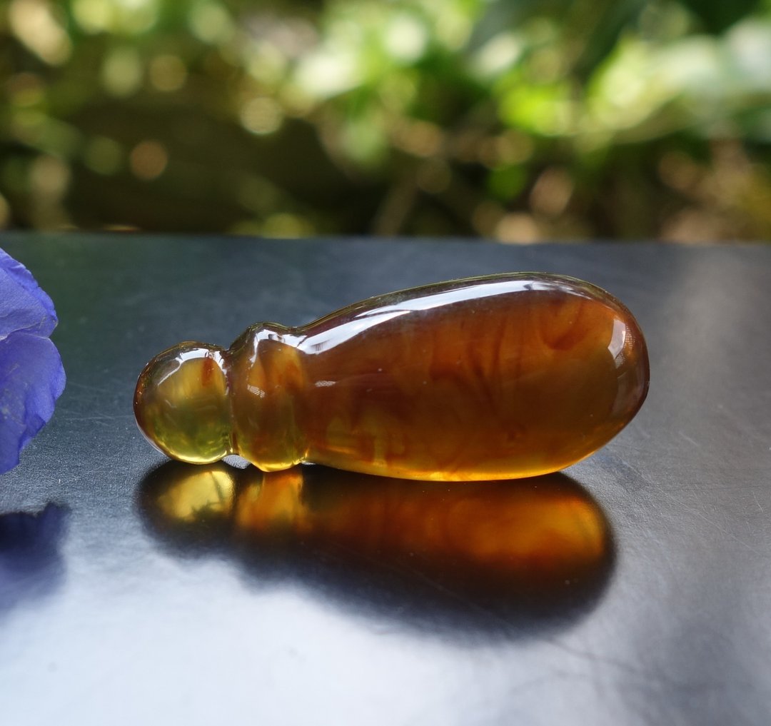 琥珀 Amber 蜜蜡 缅甸 金珀2.8g  波罗的海 原石 蓝珀 宝瓶吊坠 - 吊饰 - 半宝石 金色