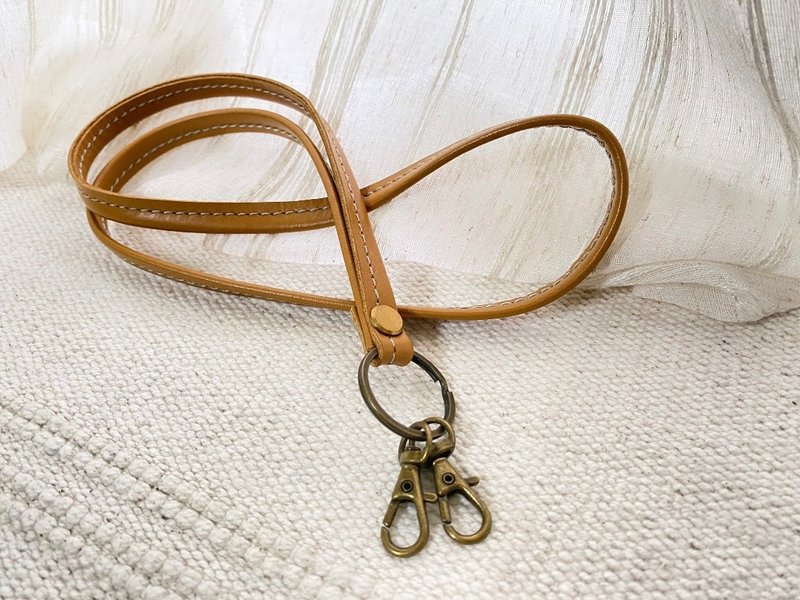 有格调。皮革颈绳 - 橙棕 - - 挂绳/吊绳 - 真皮 橘色