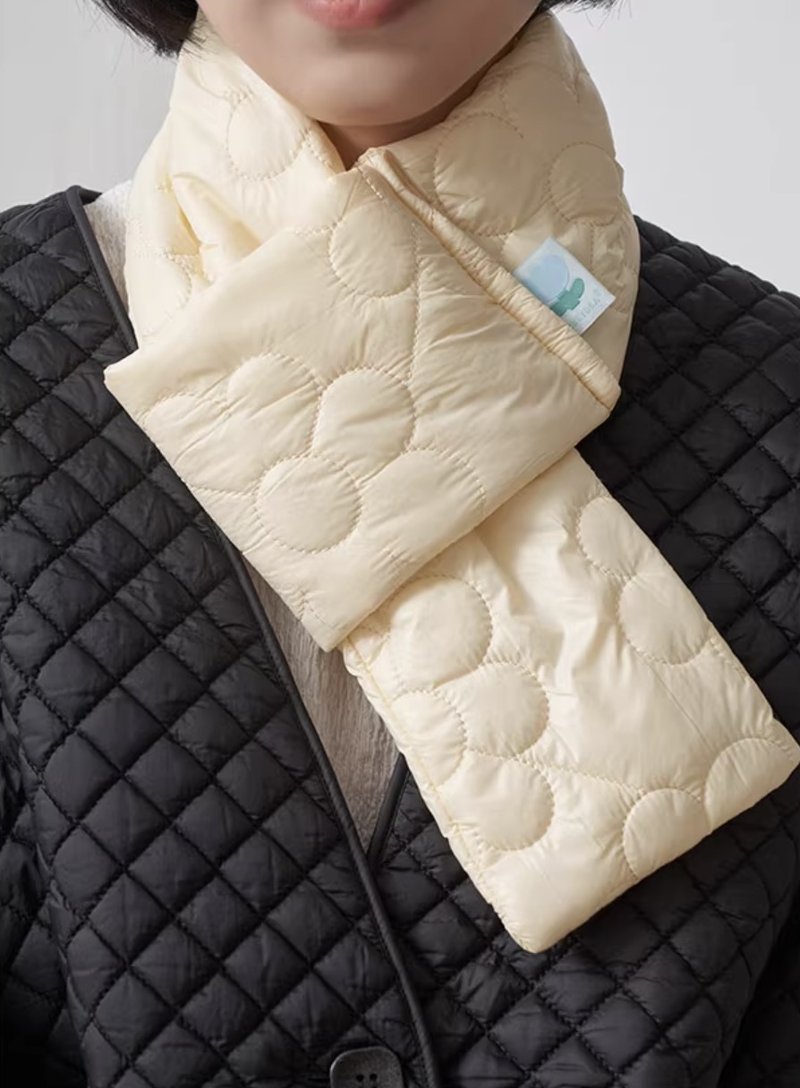 小花绗缝刺绣花围巾 乳酪色 - 围巾/披肩 - 其他材质 黄色