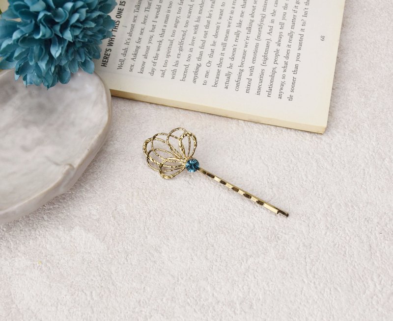 璀璨织花  黄铜手工发夹 - 发饰 - 水晶 蓝色