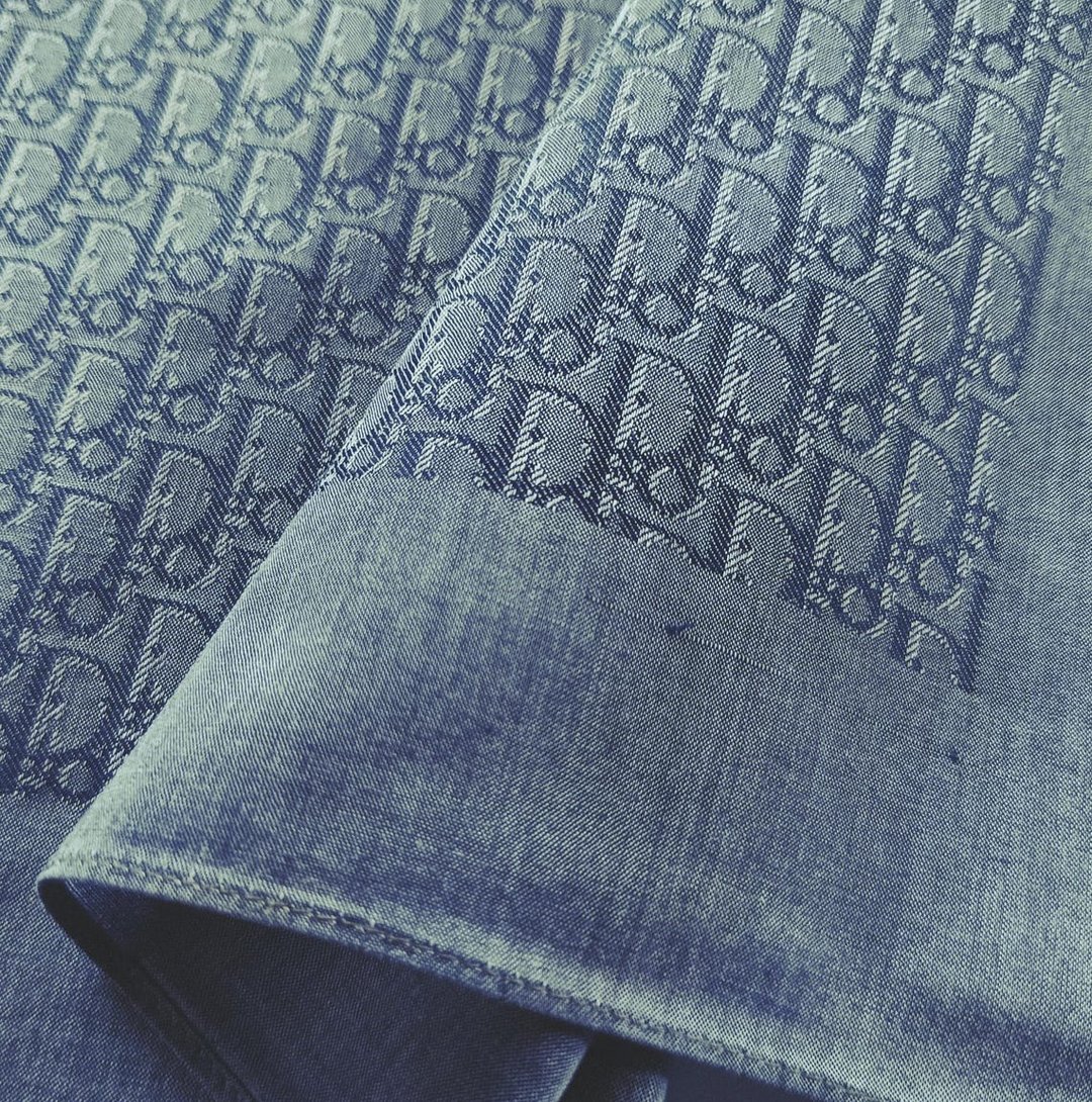 Christian Dior 复古手帕字母图案蓝色 19 x 18 英寸 - 手帕/方巾 - 棉．麻 蓝色