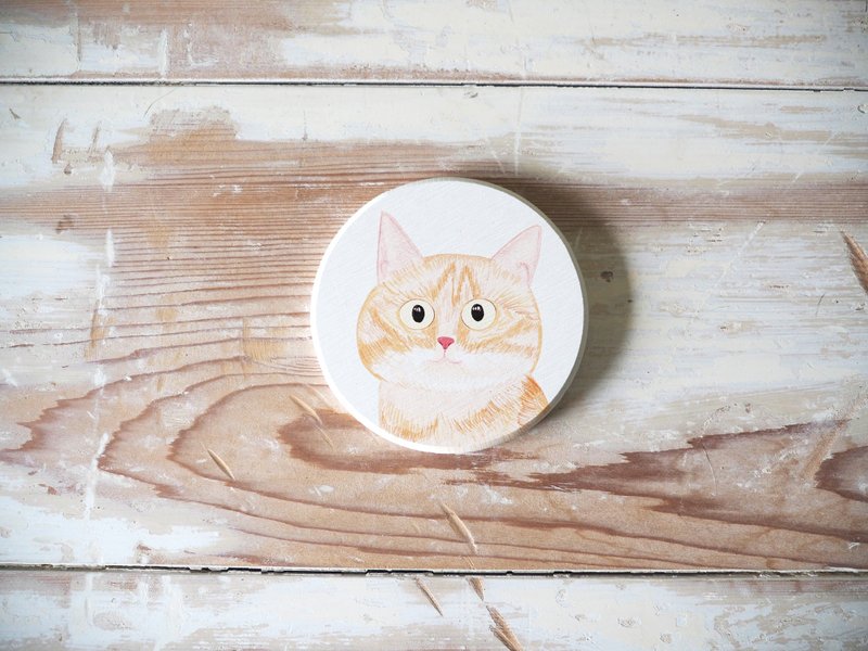 圭藻土杯垫/皂垫/肥皂垫/猫/橘猫/手绘/婚礼小物/结婚/新婚礼物 - 其他 - 其他材质 橘色