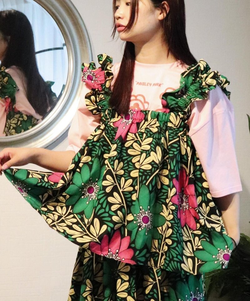 SHOULDER FRILL CAMI BUSTIER 145/VINE - 女装上衣 - 聚酯纤维 绿色