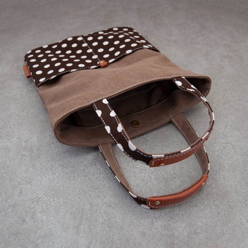 帆布包 扁扁包 帆布袋 手提包 点点帆布 - 手提包/手提袋 - 棉．麻 黄色