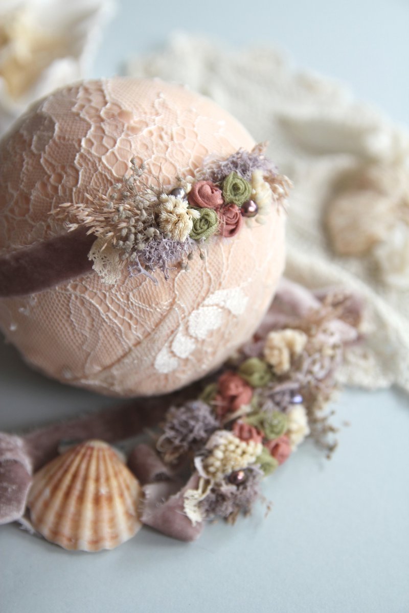 婴儿头带 宝宝头带 婴儿头饰 头饰 弥月礼物 弥月头饰 百日宴头饰 - 婴儿帽/发带 - 棉．麻 粉红色