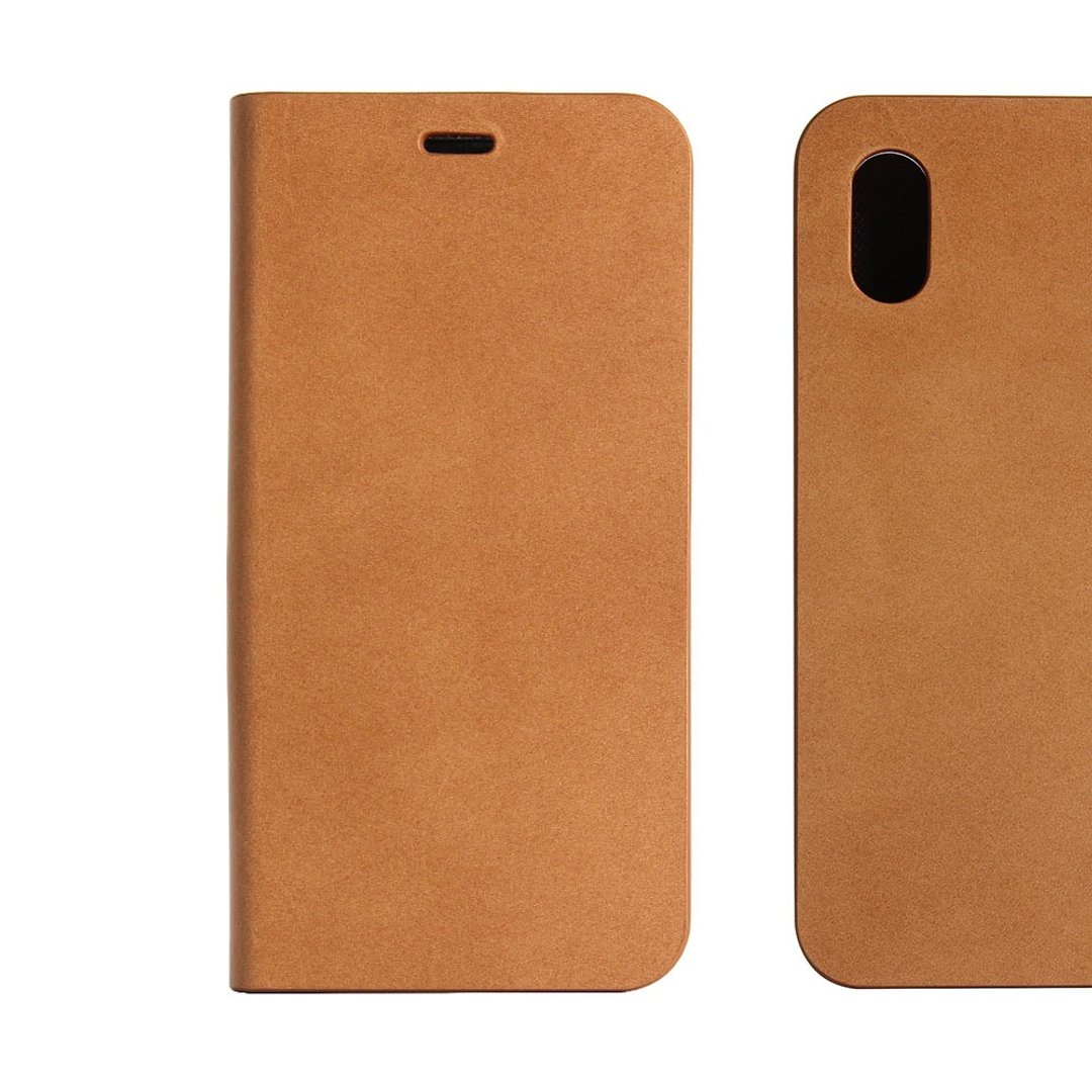 BEFINE iPhone X 专用TASCA Premiun皮革侧掀保护套-浅褐(8809402594337) - 手机壳/手机套 - 真皮 卡其色