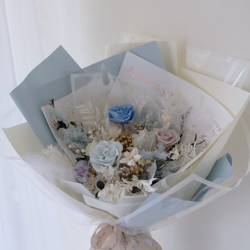 美到窒息的爱系列花束 天空蓝色玫瑰 / 七夕花束 情人节礼物 求婚 - 干燥花/捧花 - 植物．花 蓝色