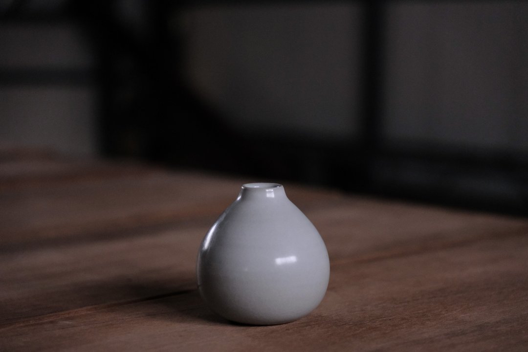 花器 | 银狐白釉 圆球 花瓶 陶 - 花瓶/陶器 - 陶 白色