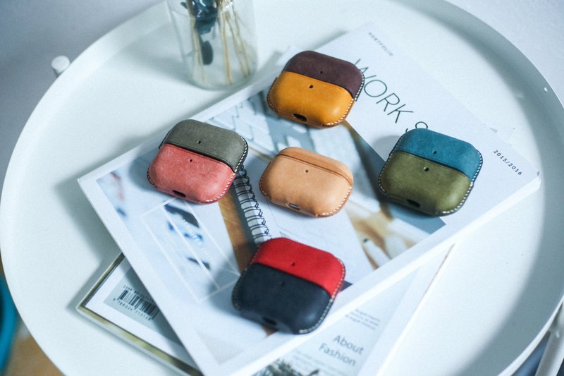 手工真皮airpods pro保护套潮苹果无线蓝牙耳机充电盒套3代保护壳 - 数码小物 - 真皮 