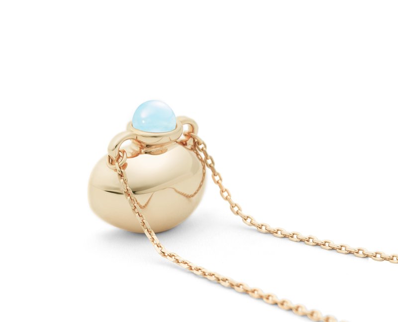 个性化刻字水瓶项链 海蓝宝花瓶吊坠 925纯银安芙兰花瓶锁骨链 - 项链 - 纯银 蓝色