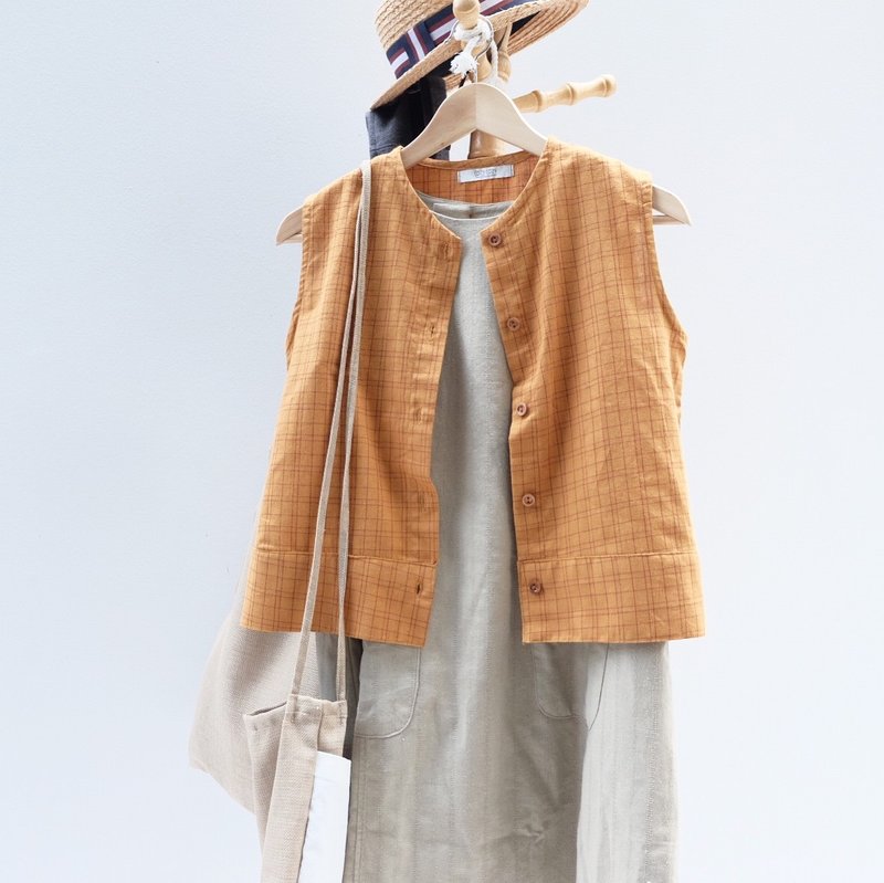 Mimiki Top : Yellow Mustard - 女装上衣 - 棉．麻 橘色