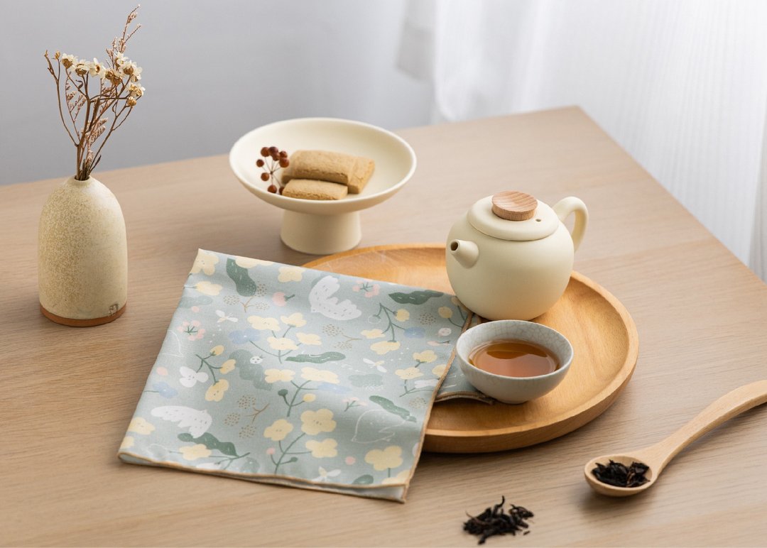 【抹茶冬之岚-与山饮茶】手巾 / 立体茶包 - 手帕/方巾 - 聚酯纤维 绿色