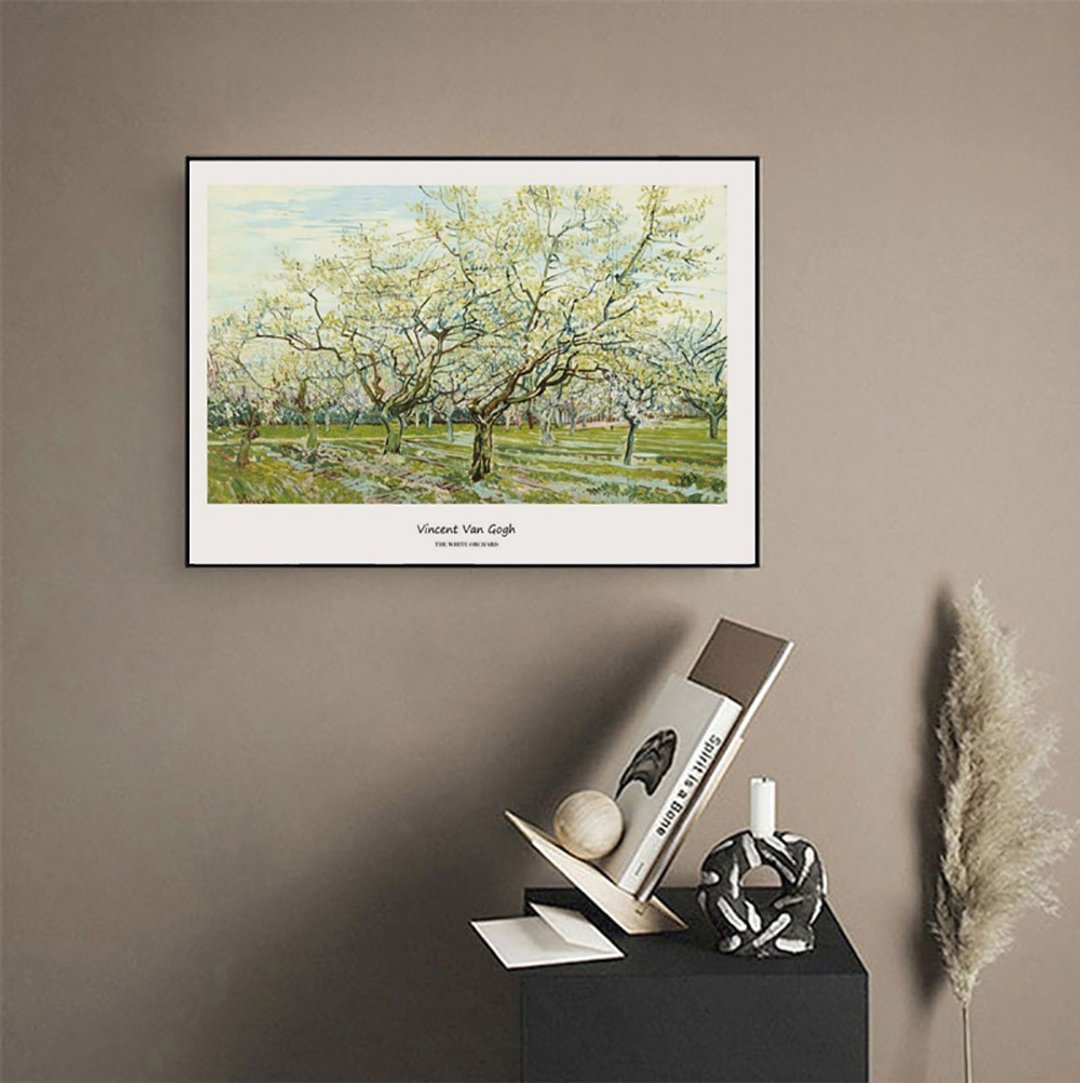 梵谷·白色的果园-横式_挂画_名画系列_台湾制 两工作天快速送货 - 海报/装饰画/版画 - 棉 绿色