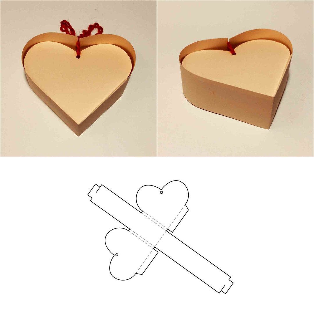 Heart box template, heart shaped box, heart gift box, love box, love gift box - 图文模板设计 - 其他材质 