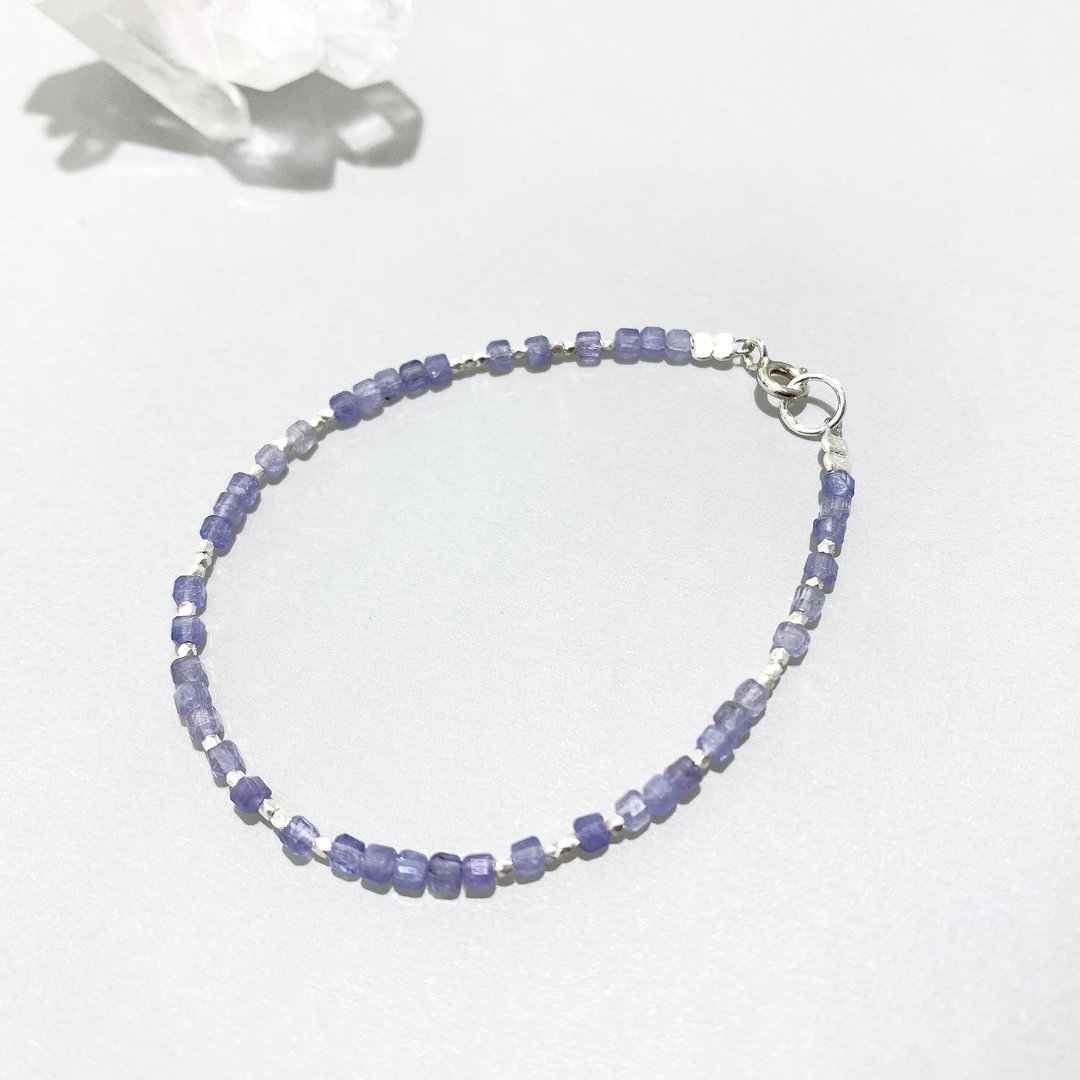 Ops Tanzanite silver bracelet-丹泉石/纯银/淡紫色/天然石/手链 - 手链/手环 - 其他金属 紫色