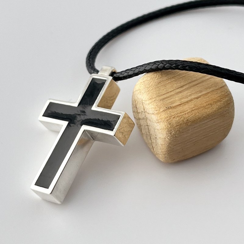925银吊坠拉丁十字架 - 意大利设计 - 项链 - 纯银 银色
