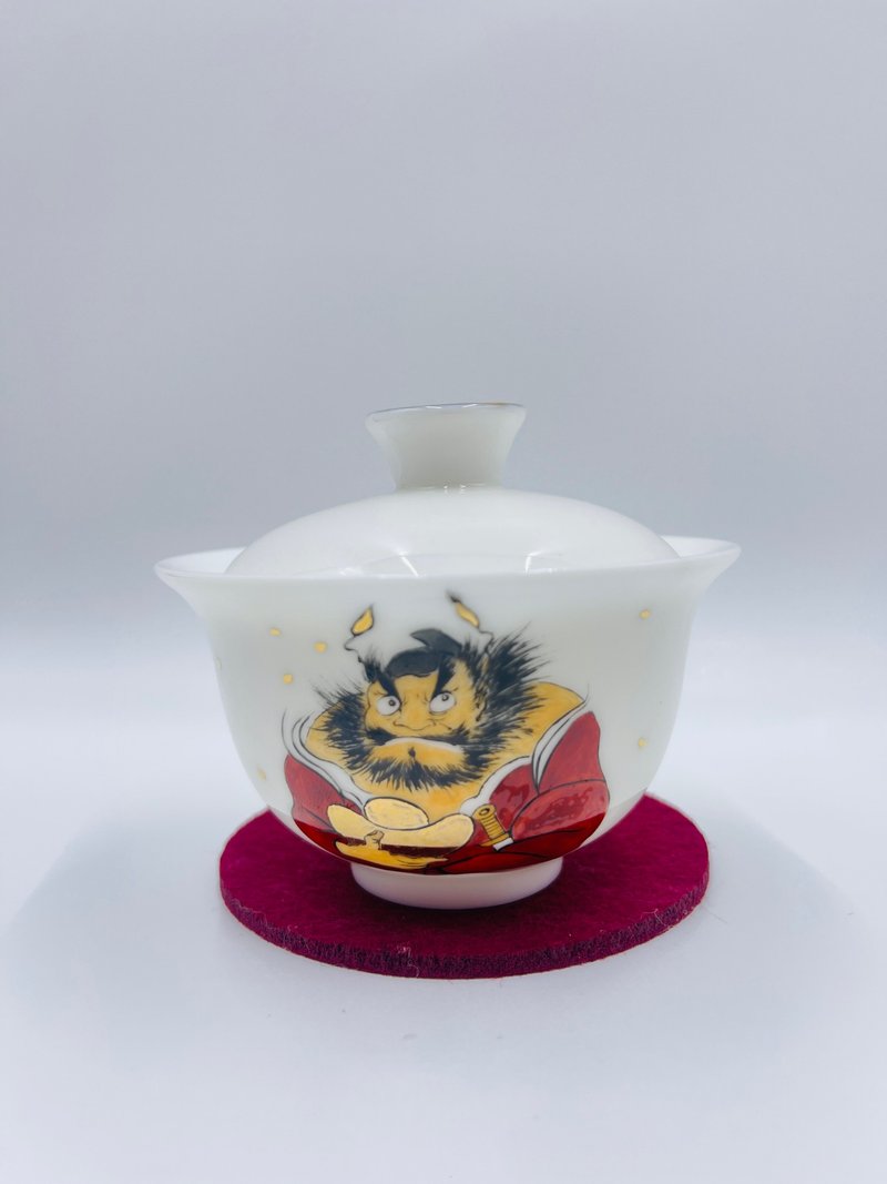 钟馗人物盖碗 - 茶具/茶杯 - 瓷 白色