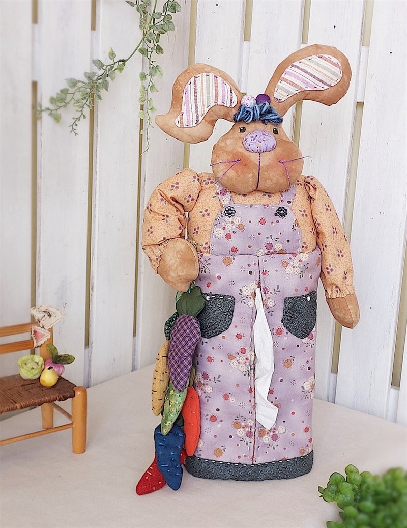 吊带兔面纸套 | 长版 | 可挂式 - 纸巾盒 - 棉．麻 多色