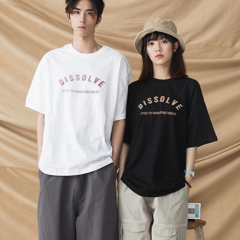 DISSOLVE 短袖男2020新款ins潮港风嘻哈宽松潮牌个性复古奋斗T恤 - 男装上衣/T 恤 - 棉．麻 黑色