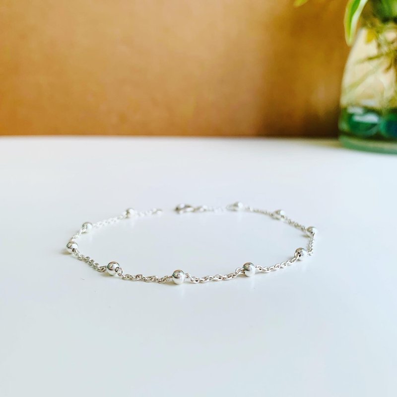 925纯银 / 可爱百搭 • 大银珠手链 - 手链/手环 - 纯银 银色