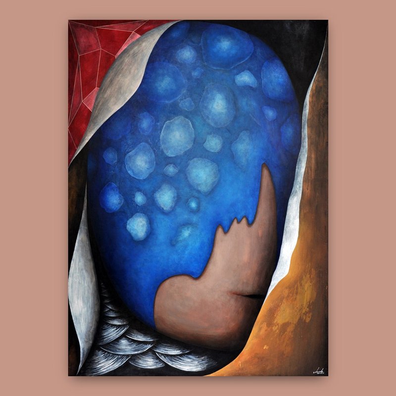 令人窒息的蓝色录音机 /艺术挂画 /抽象画 /灵魂画作 /装饰油画 - 海报/装饰画/版画 - 颜料 蓝色