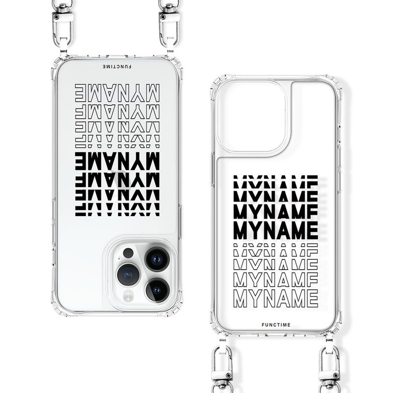 【Functime】定制化 英文渐层排列 双挂绳孔防摔手机壳 黑色 - 手机壳/手机套 - 塑料 透明