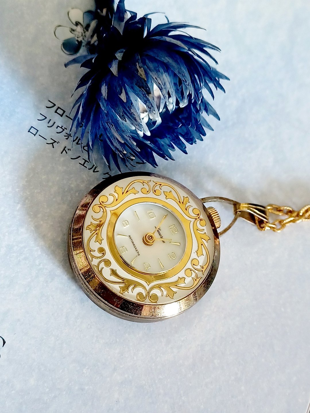 vintage jewelry LUCERNE 古董描花金纹机械表 项链 - 项链 - 其他金属 