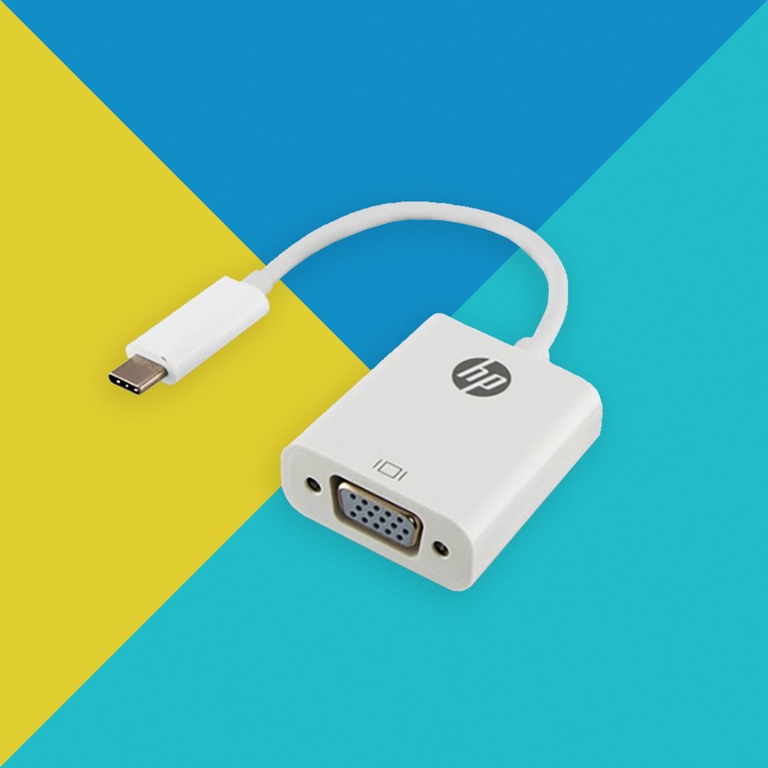 HP 惠普 Type-C 转 VGA 转接器/转接头 - 电脑配件 - 塑料 白色